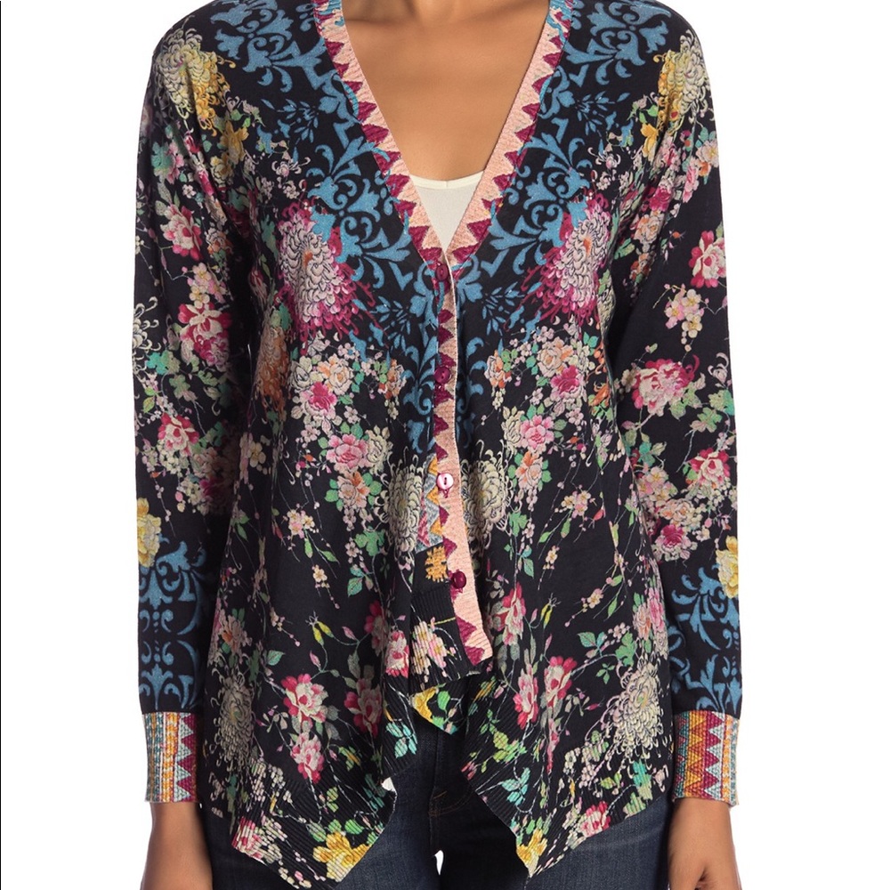 Johnny Was Floral Aztec Swing Sweater Medium